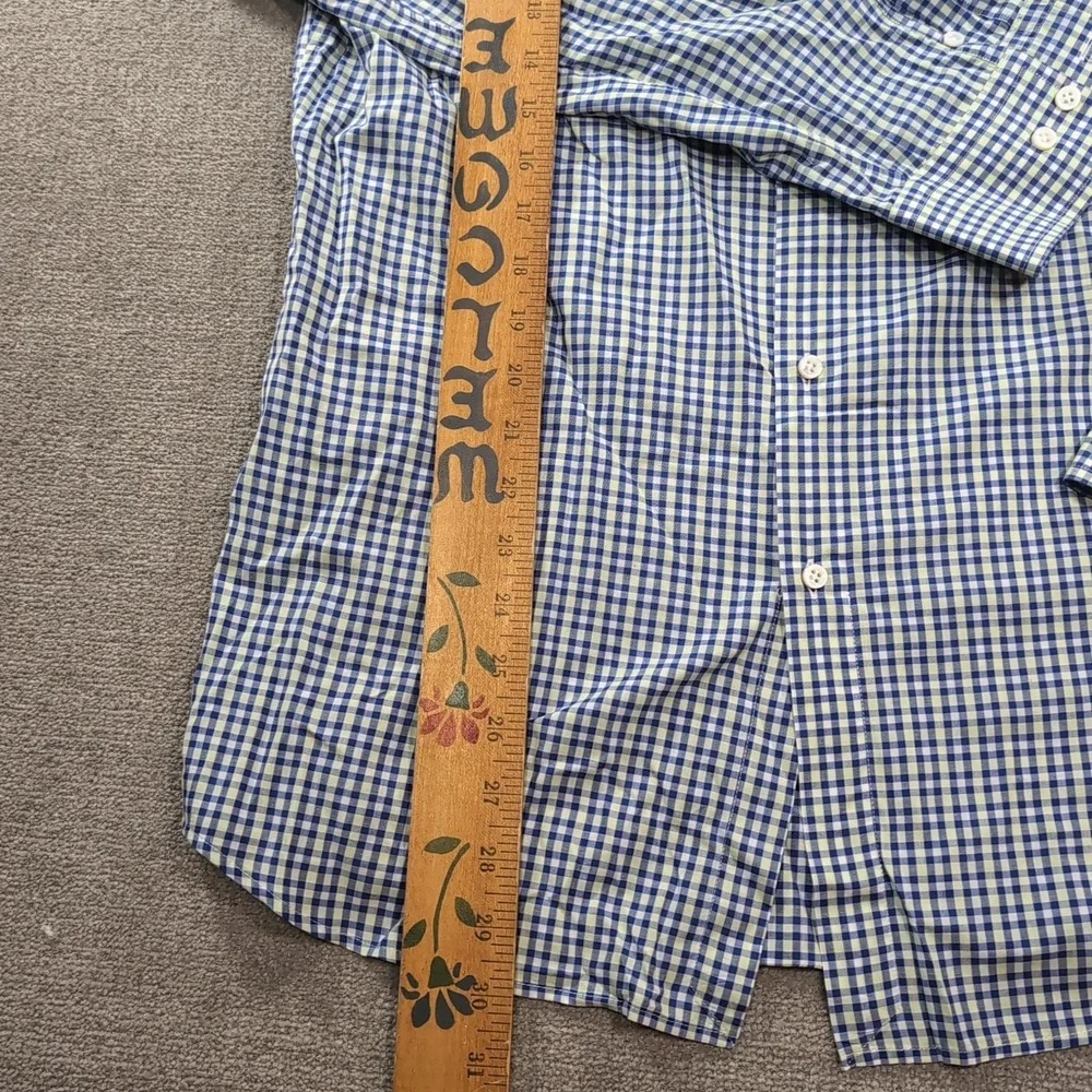 Hugo Boss Shirt Men 41/16 Green Blue Button Up Shaped Fit Long Sleeve‎ Soft